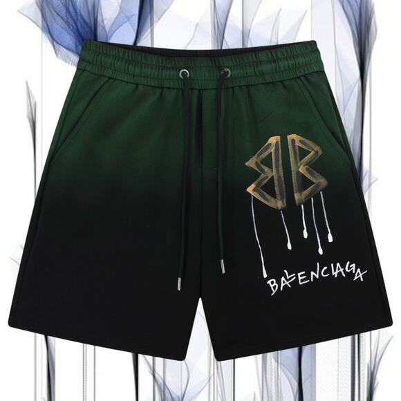 Balenciaga Men's Green and Black Shorts